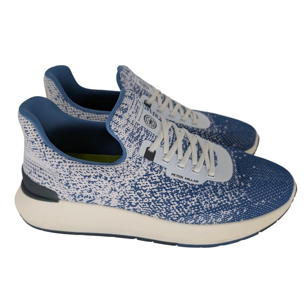Peter Millar Apollo Knit Sneakers Women 8 Blue White Marled Low Top Athleisure